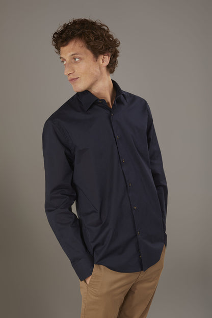 Casual shirt french collar comfort fit cotton mussola fabric