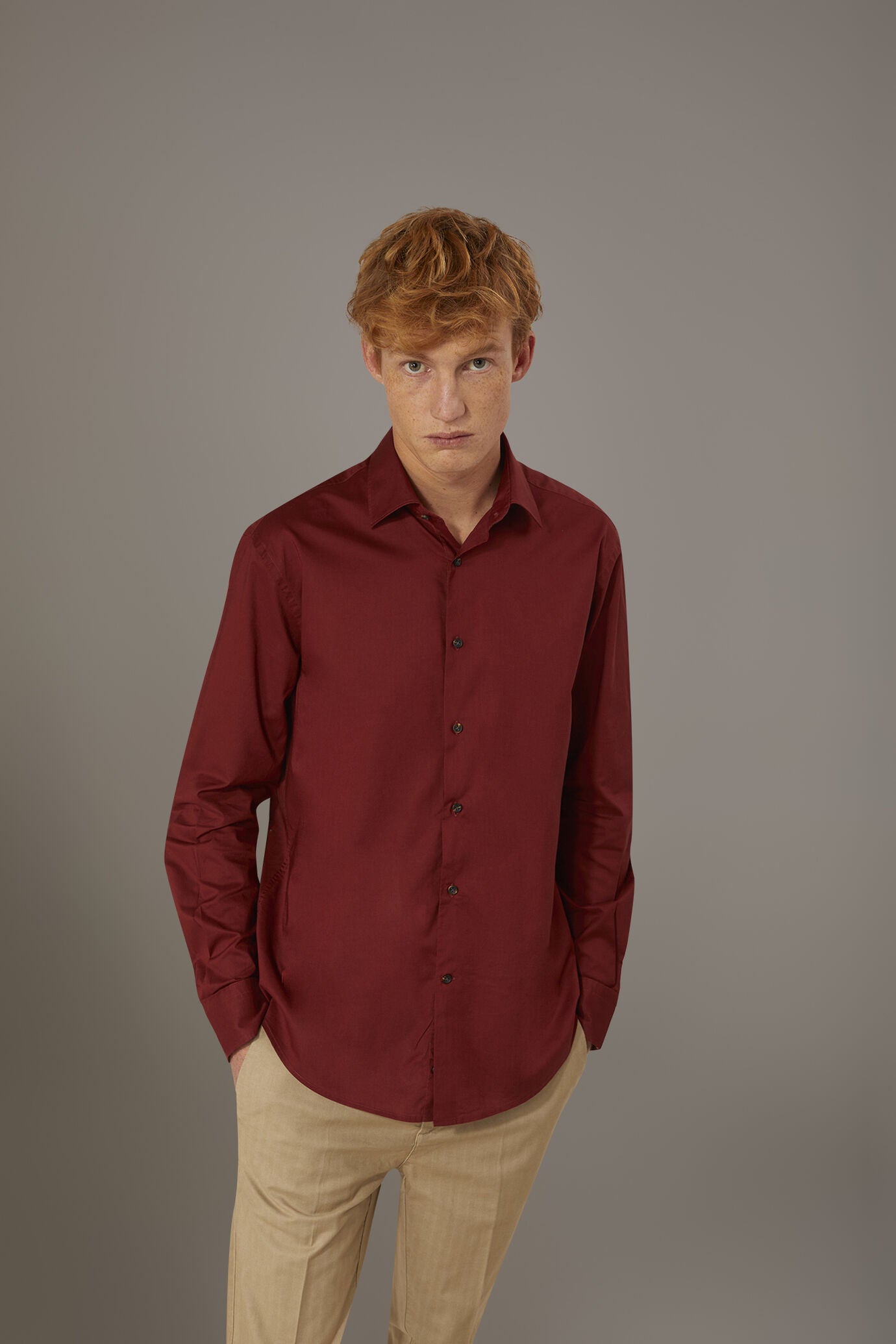 Casual shirt french collar comfort fit cotton mussola fabric