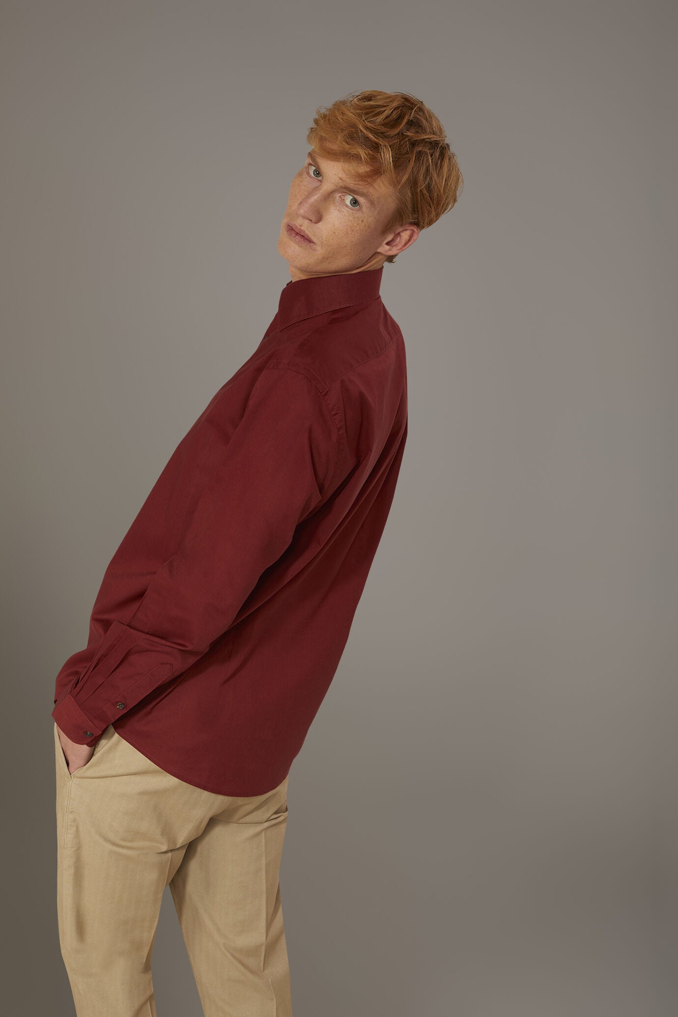 Casual shirt french collar comfort fit cotton mussola fabric