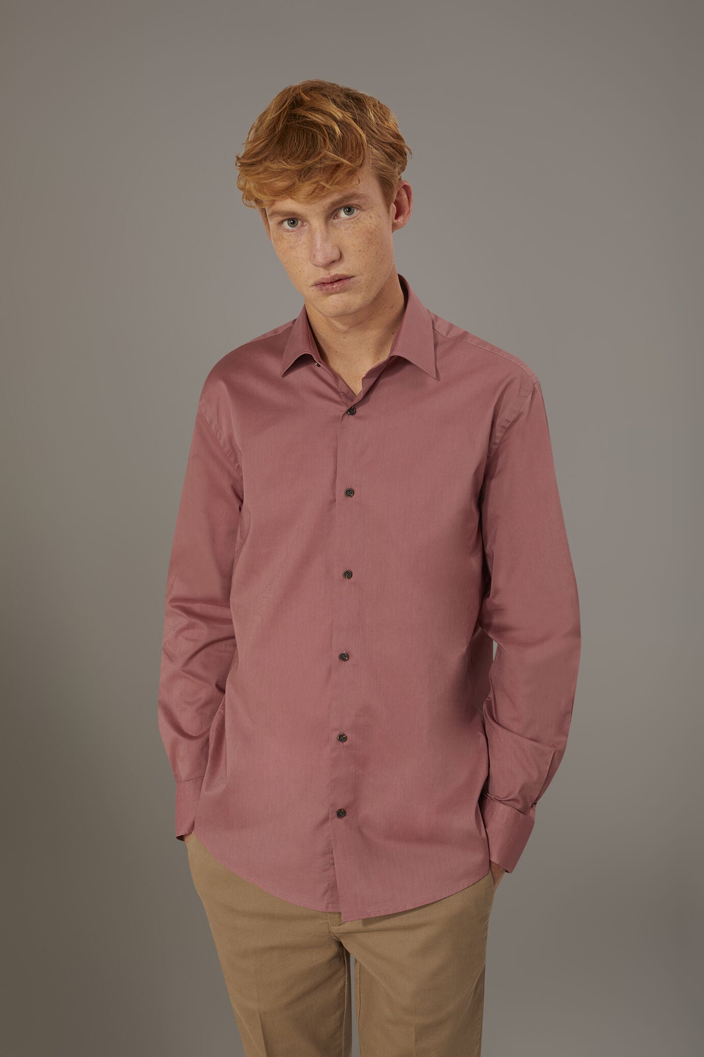 Casual shirt french collar comfort fit cotton mussola fabric