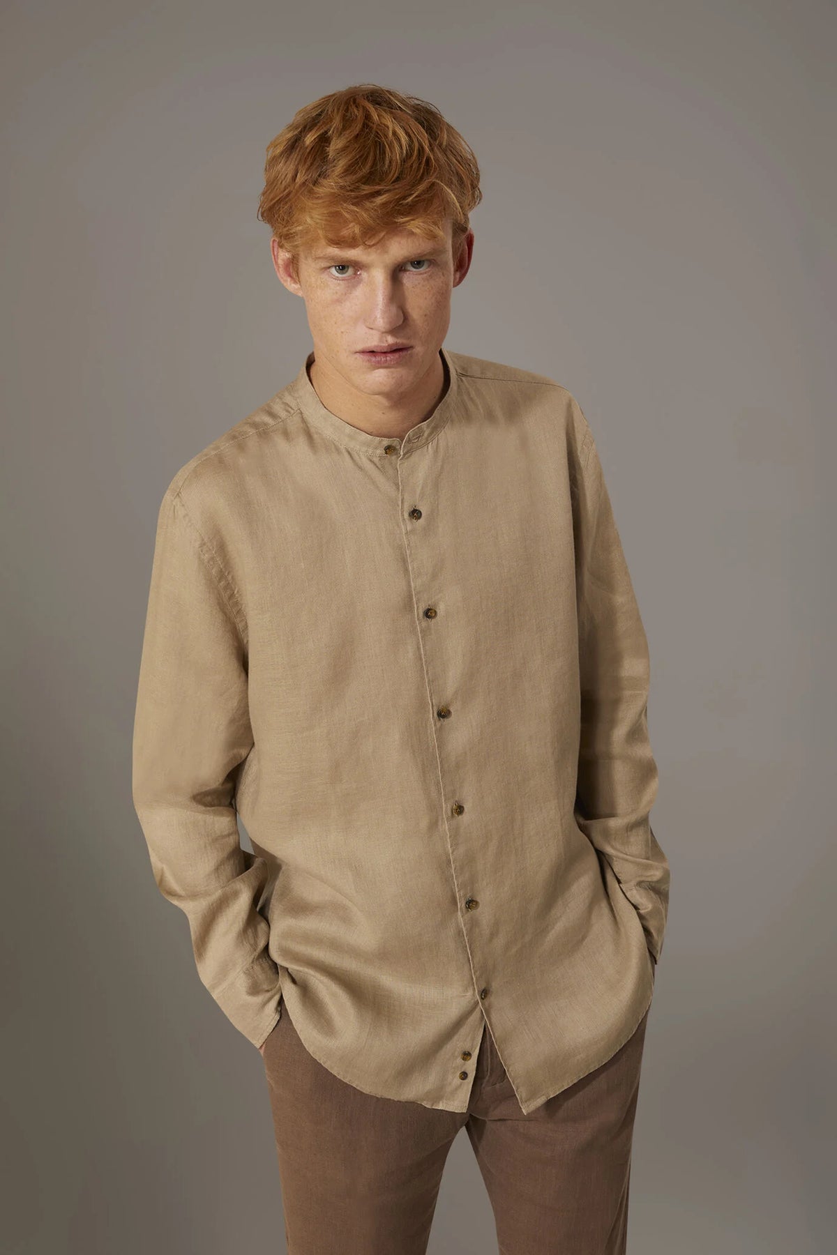 Casual shirt corean collar 100% linen