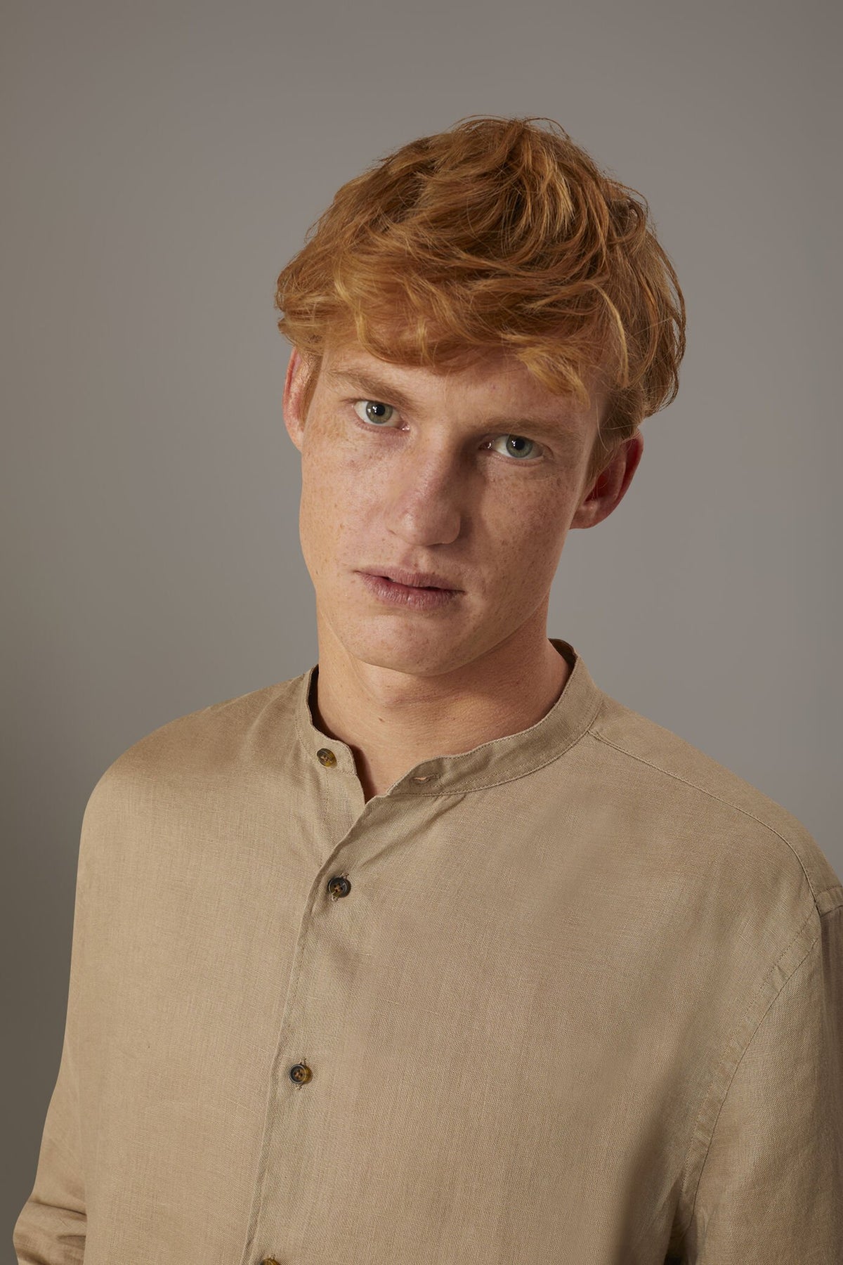 Casual shirt corean collar 100% linen