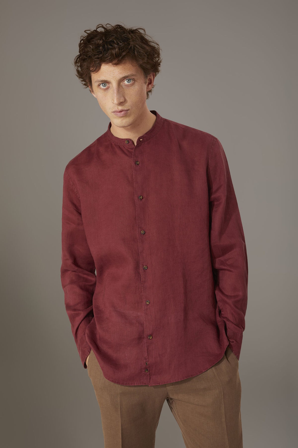 Casual shirt corean collar 100% linen