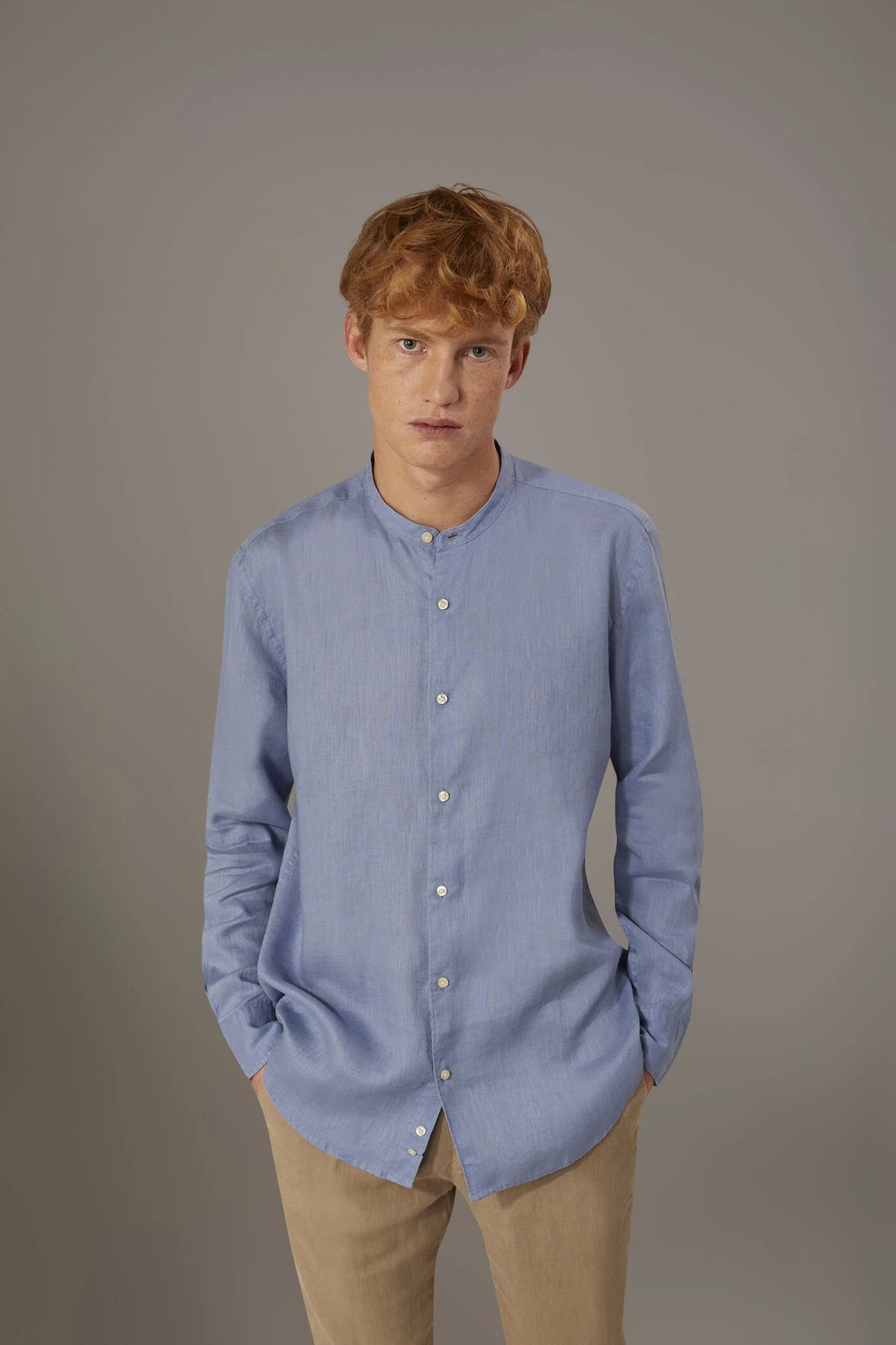 Casual shirt corean collar 100% linen