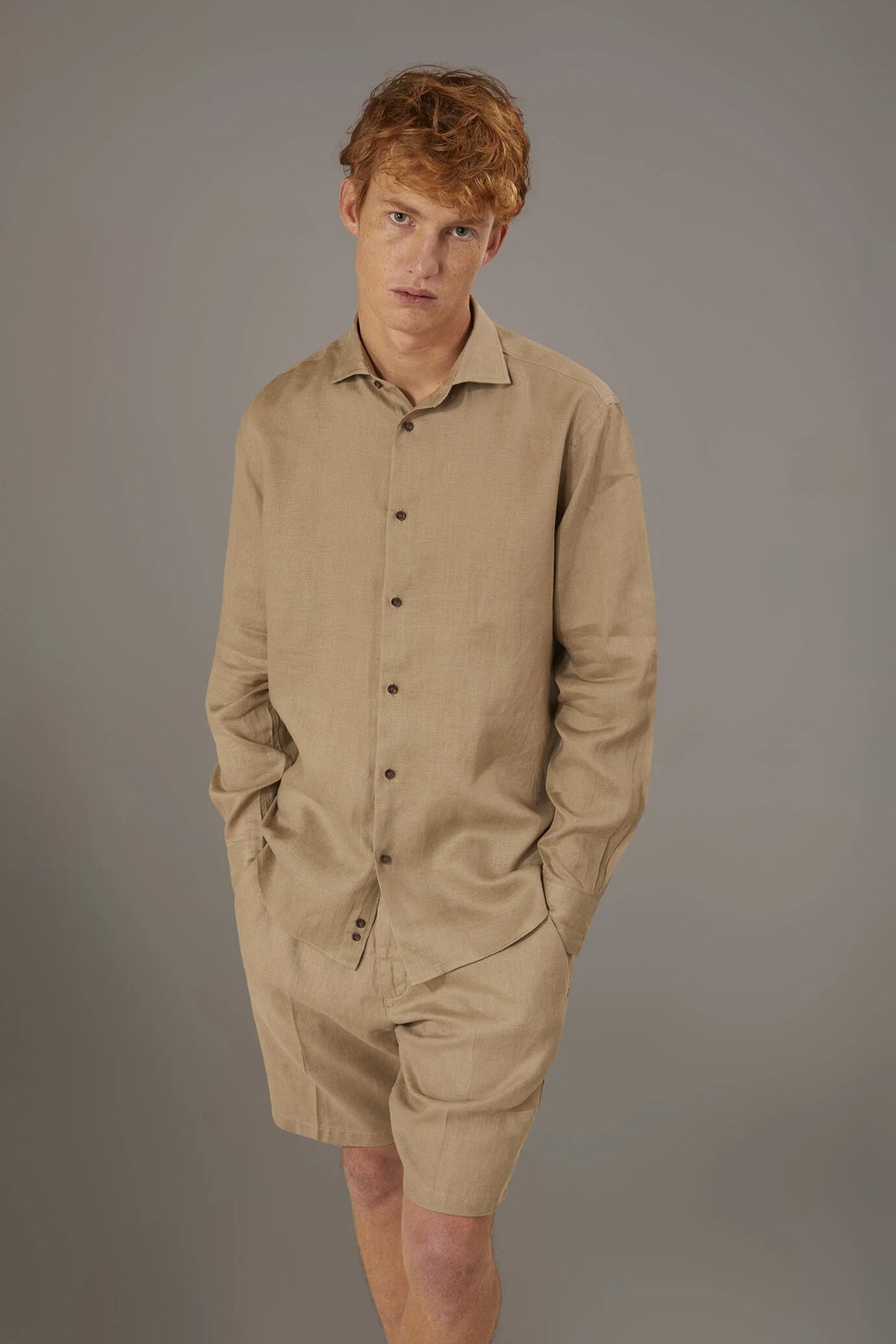 Casual shirt french collar comfort fit 100% linen