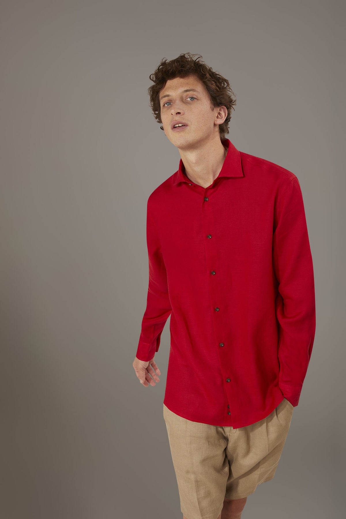 Casual shirt french collar comfort fit 100% linen