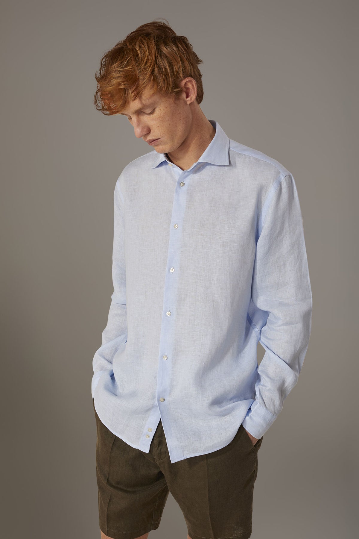 Casual shirt french collar comfort fit 100% linen
