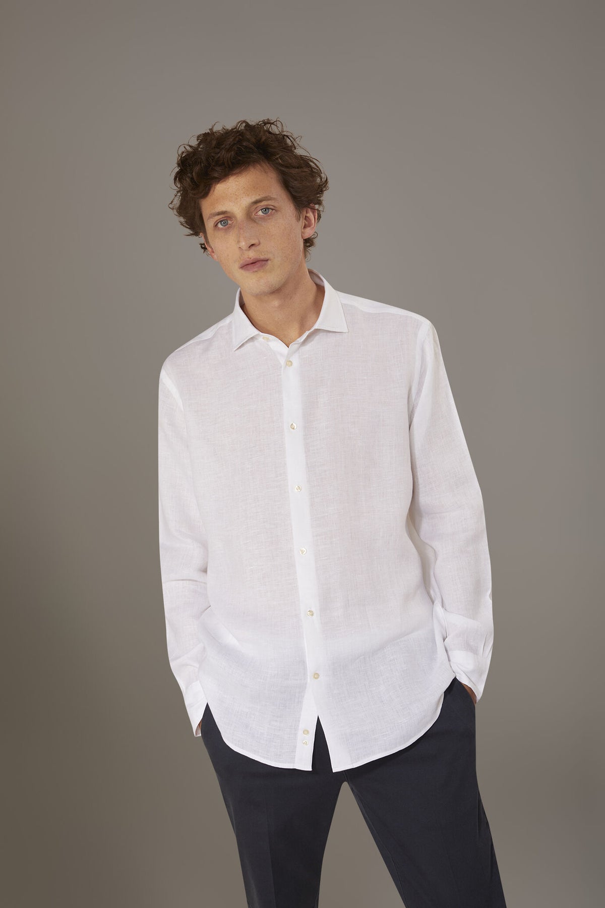 Casual shirt french collar comfort fit 100% linen