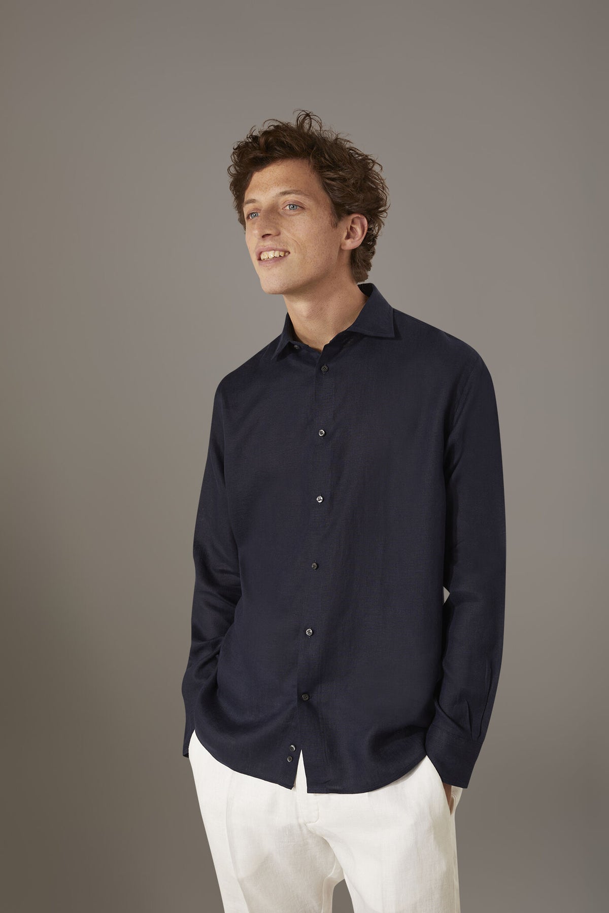 Casual shirt french collar comfort fit 100% linen