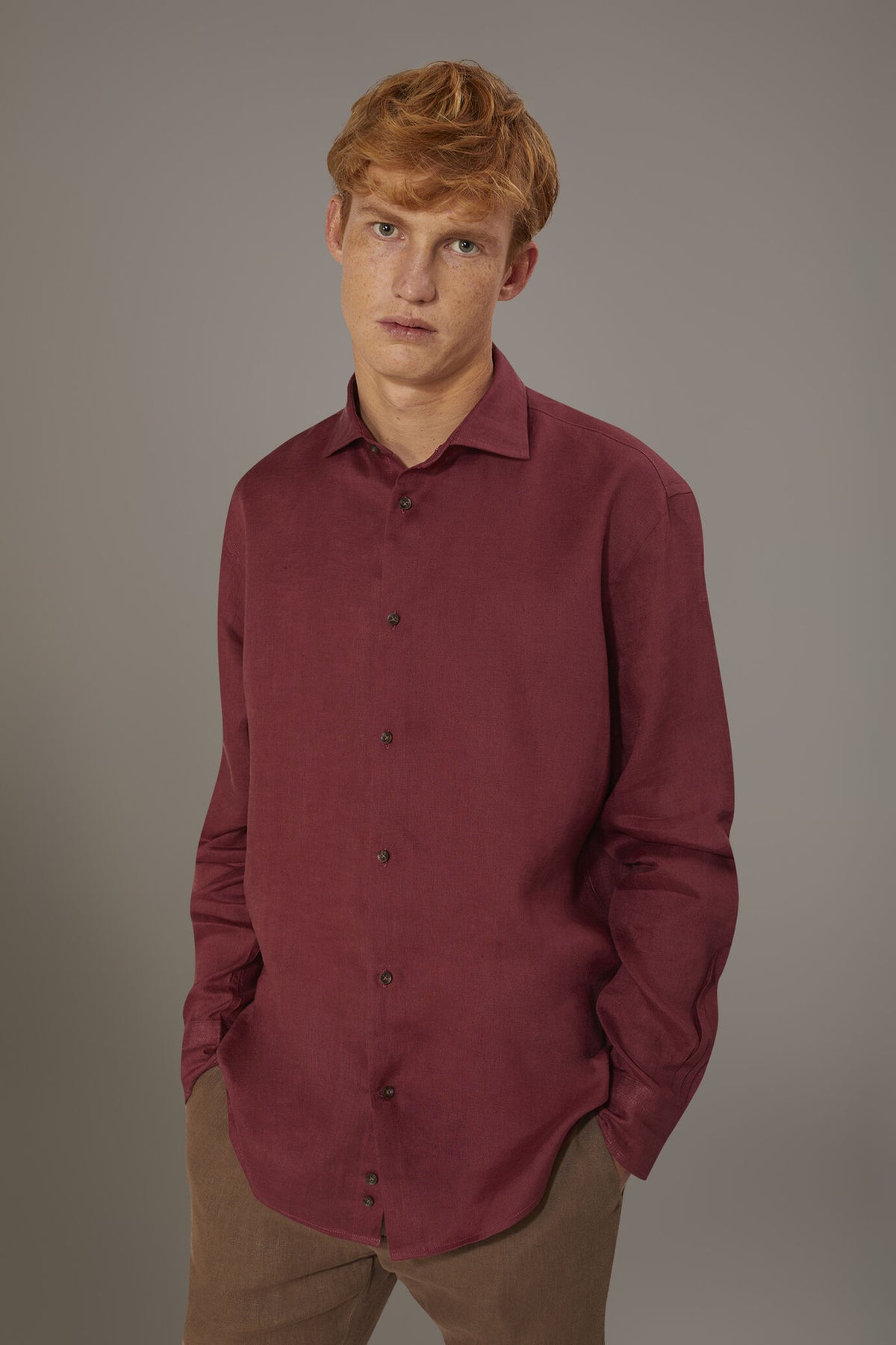Casual shirt french collar comfort fit 100% linen