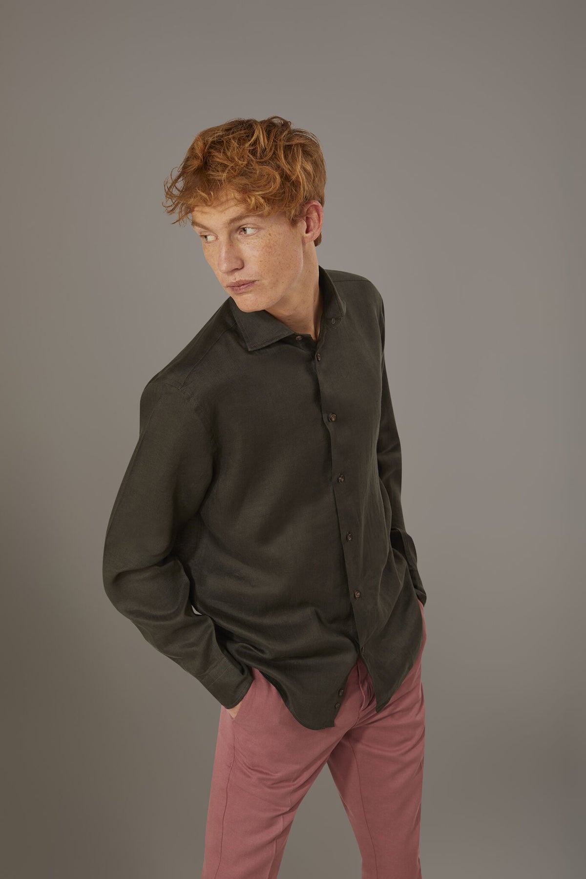 Casual shirt french collar comfort fit 100% linen