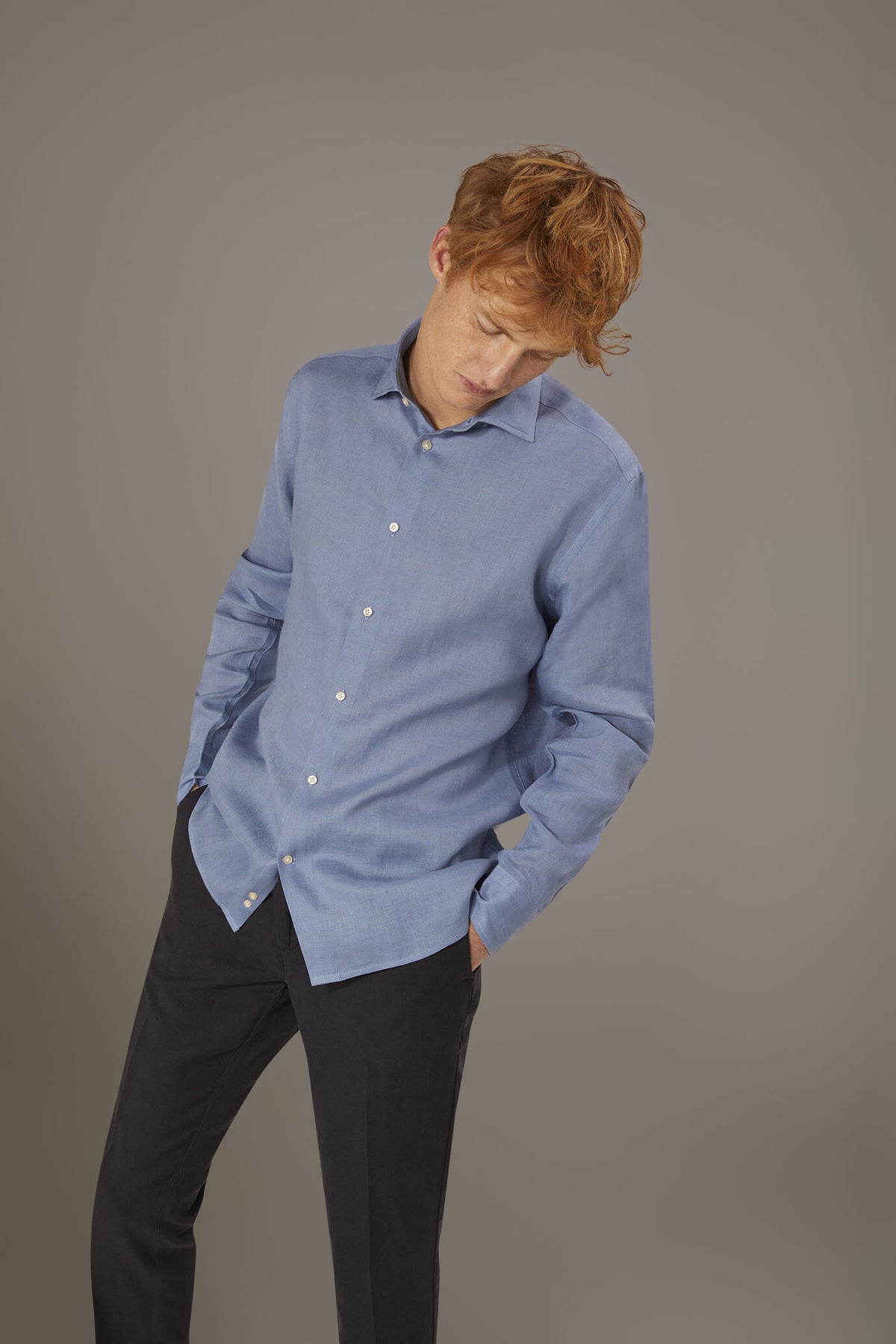 Casual shirt french collar comfort fit 100% linen