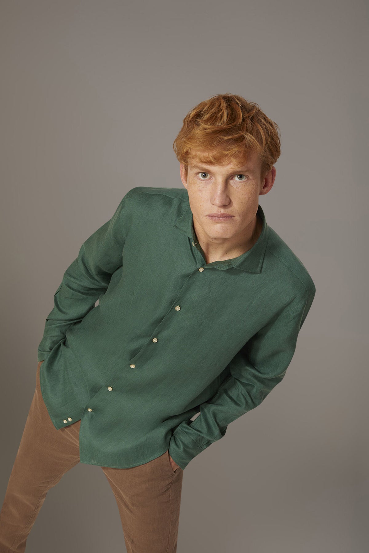 Casual shirt french collar comfort fit 100% linen