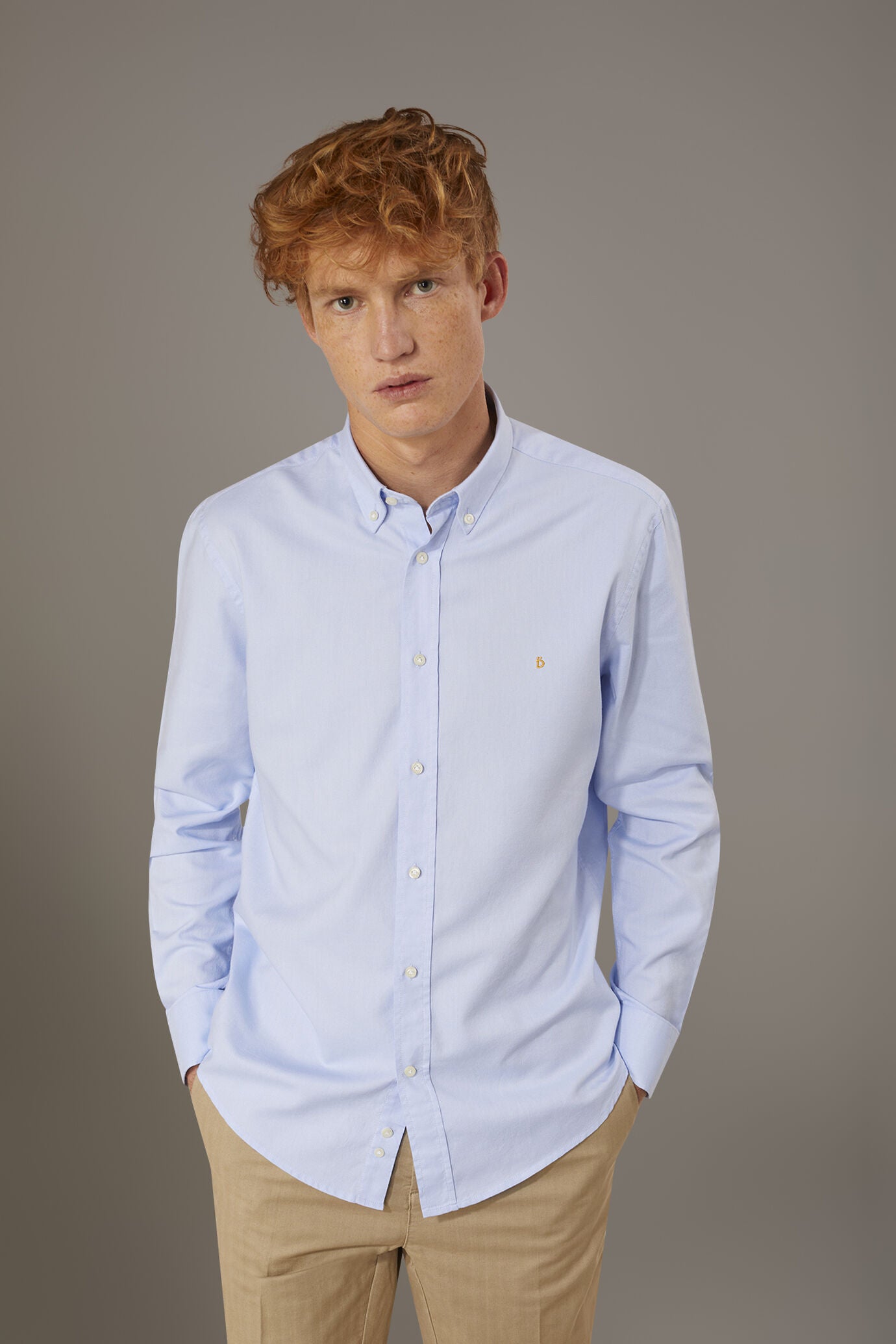 Washed shirt button down collar comfrot fit superlight oxford fabric