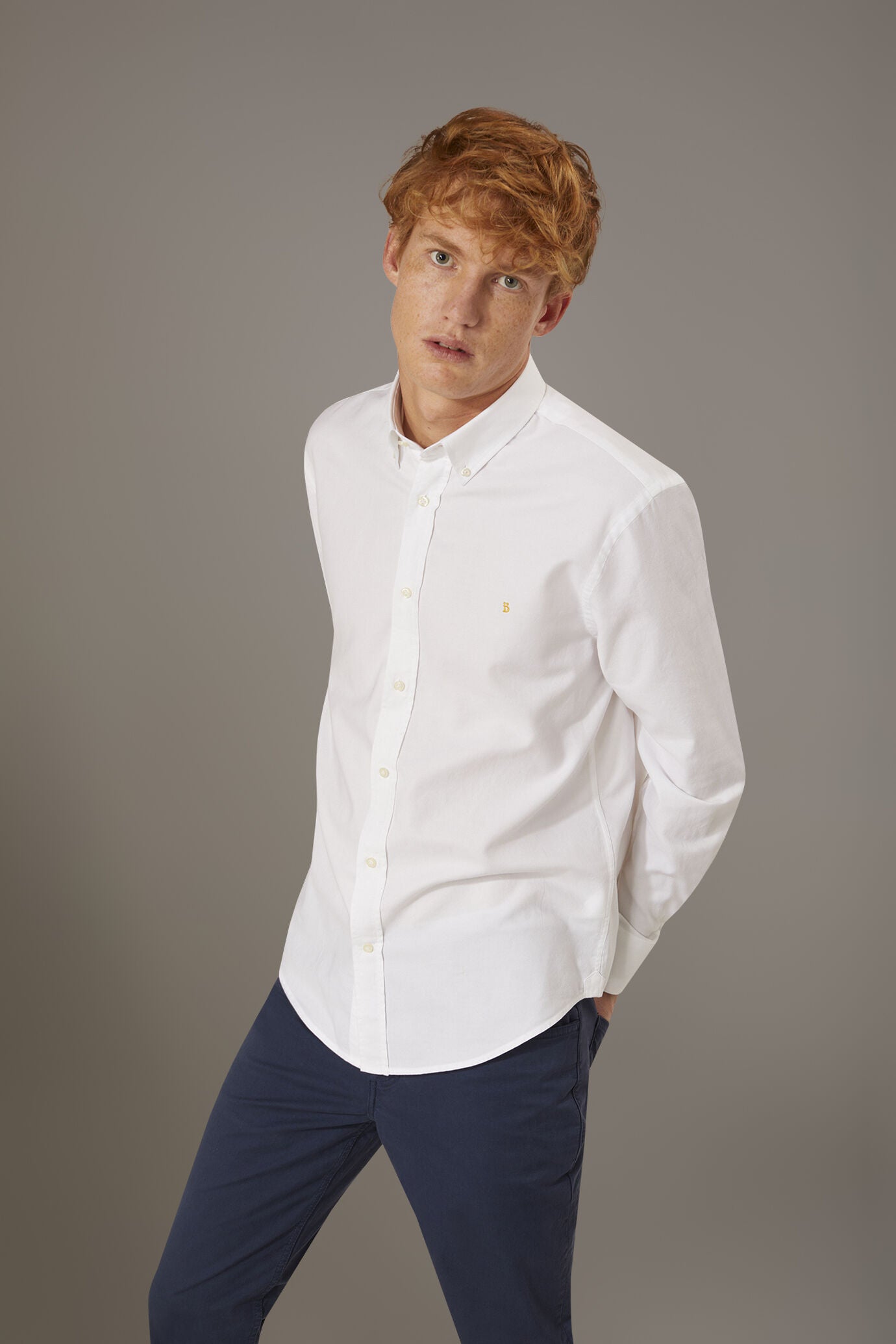 Washed shirt button down collar comfrot fit superlight oxford fabric