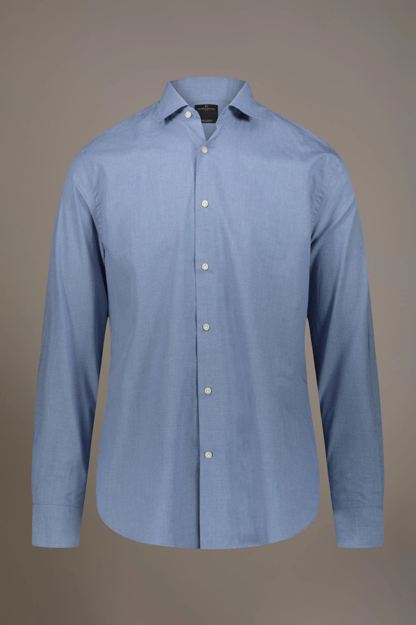 Classic washed shirt with french collar slim fit yarn dyed dobby