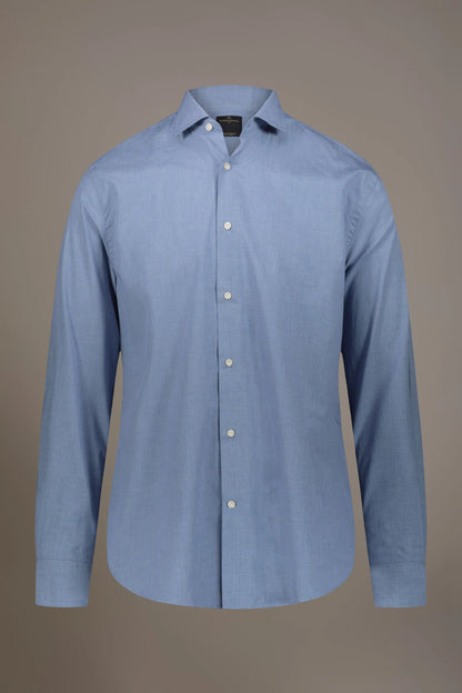 Classic washed shirt with french collar slim fit yarn dyed dobby