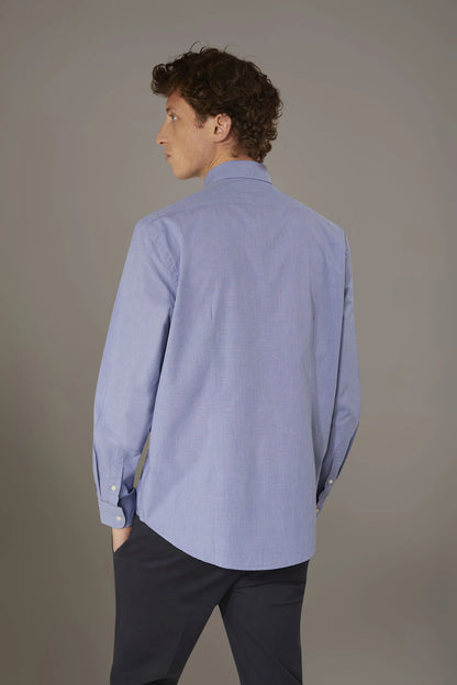 Classic washed shirt with french collar slim fit yarn dyed dobby