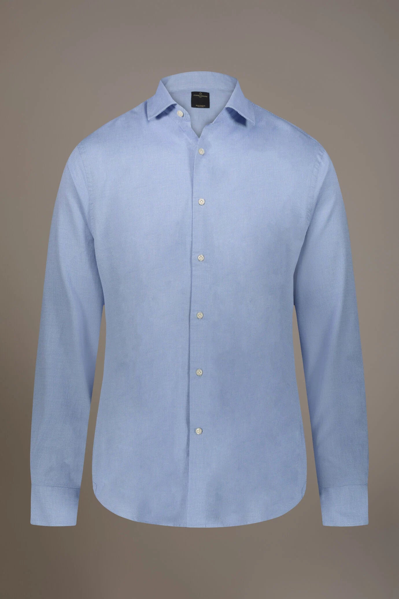 Classic washed shirt with french collar slim fit yarn dyed dobby