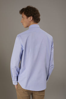 Classic washed shirt with french collar slim fit yarn dyed dobby