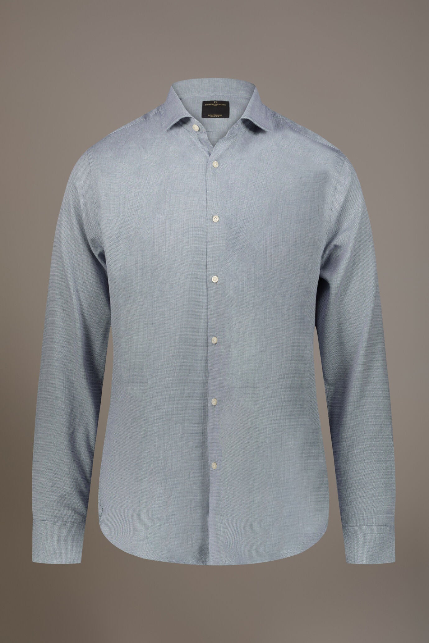 Classic washed shirt with french collar slim fit yarn dyed dobby