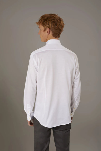 Classic washed shirt with French collar comfort fit jersey fabric