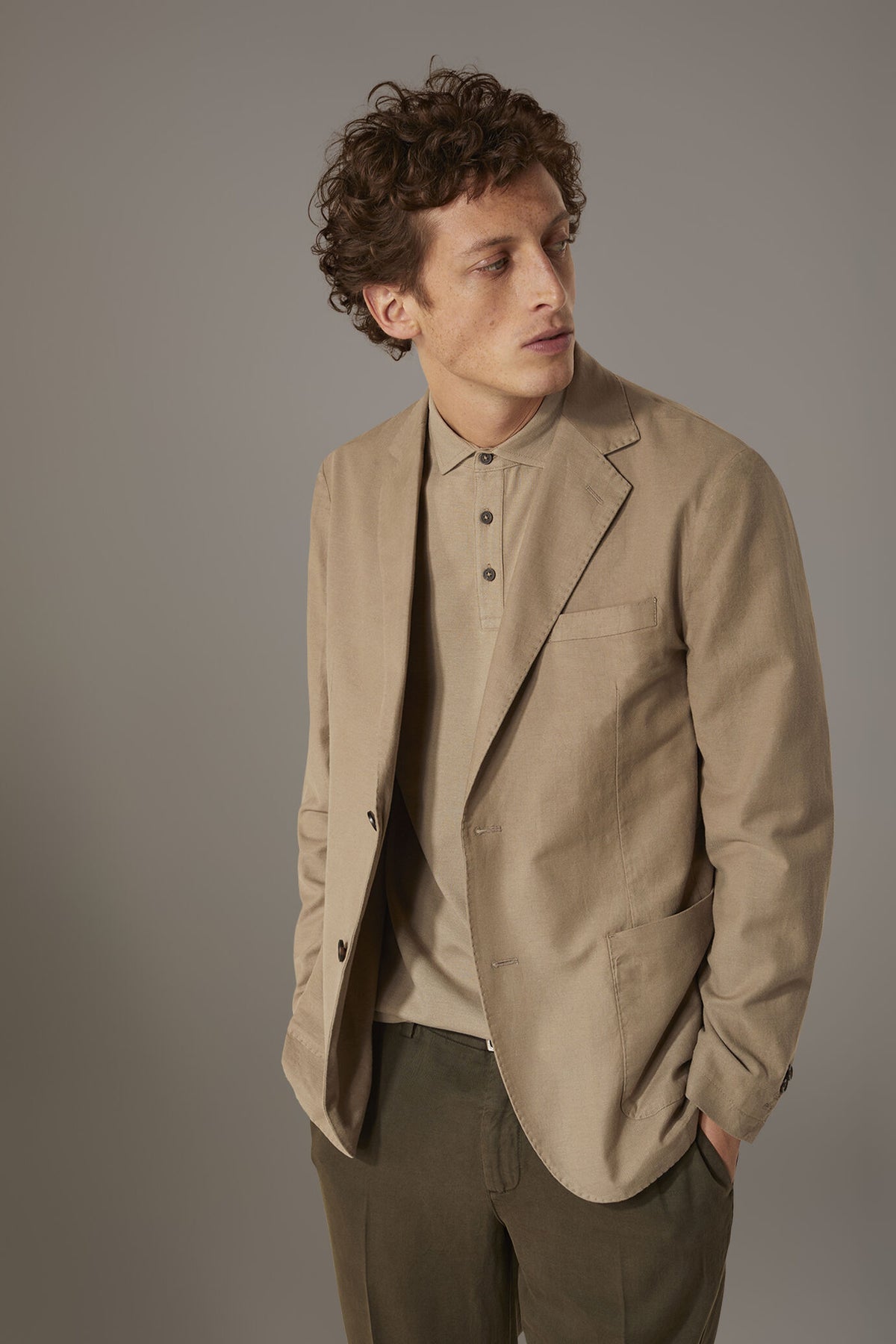 Single breasted cotton linen jacket