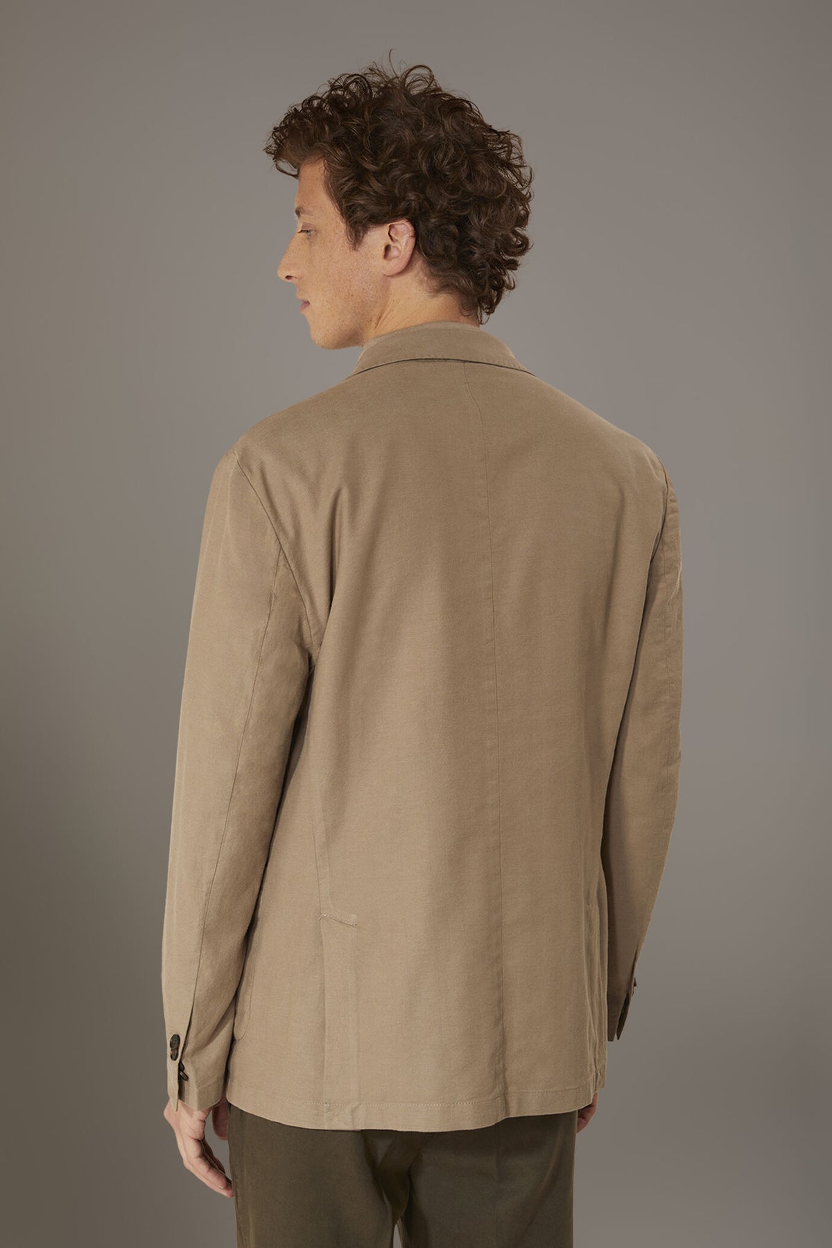 Single breasted cotton linen jacket