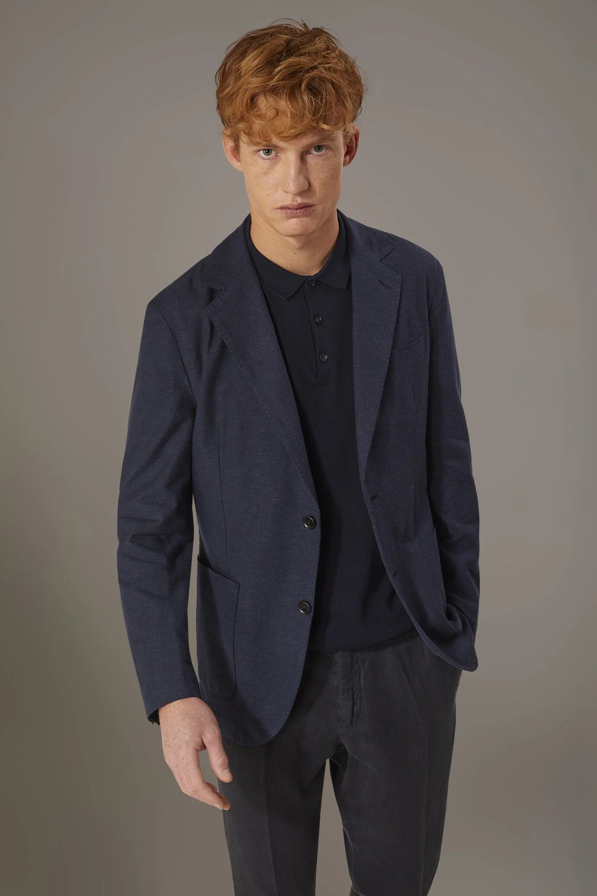 Single breasted cotton linen jacket