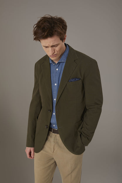 Single breasted cotton washed effect jacket with patch pocket