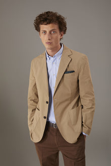 Single breasted cotton washed effect jacket with patch pocket