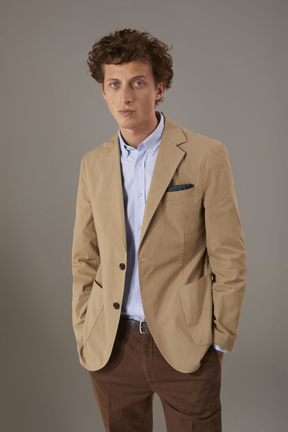 Single breasted cotton washed effect jacket with patch pocket