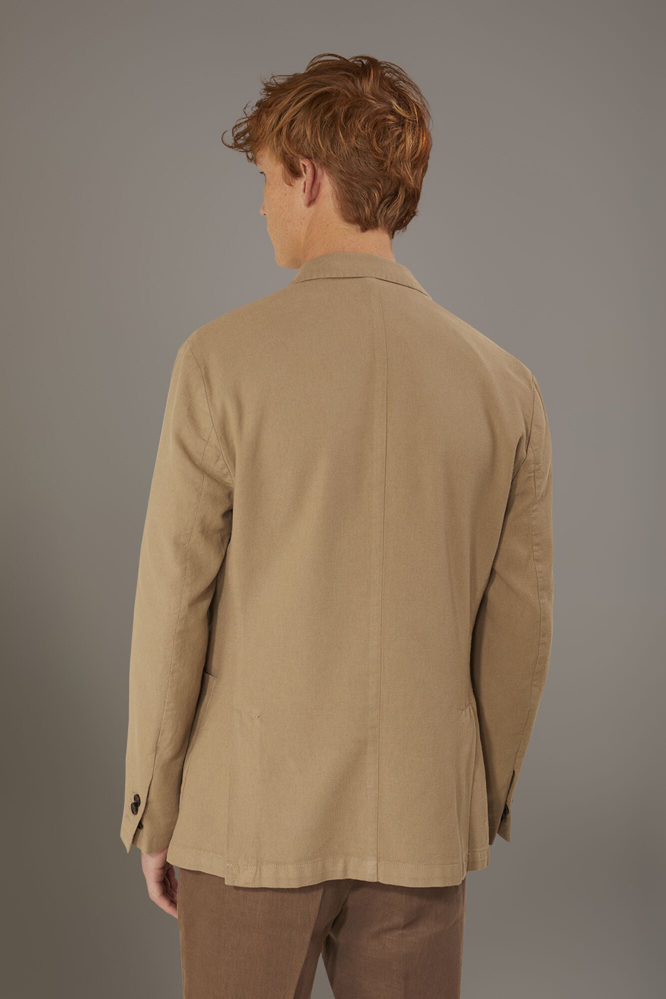 Single breasted cotton linen jacket with patch pocket