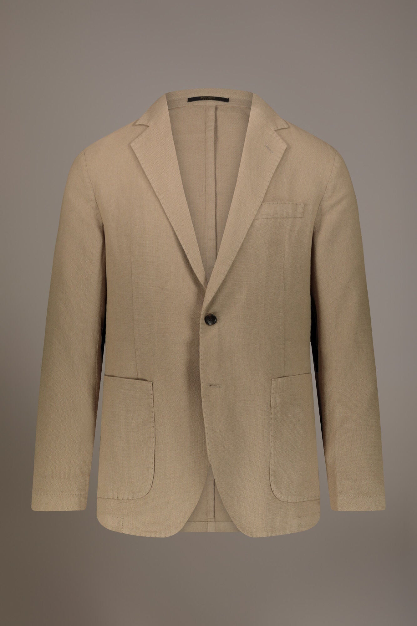 Single breasted cotton linen jacket with patch pocket