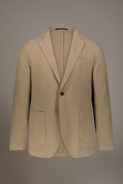 Single breasted cotton linen jacket with patch pocket
