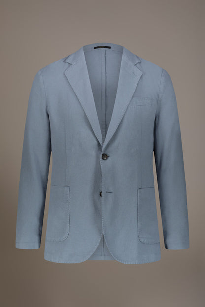 Single breasted cotton linen jacket with patch pocket