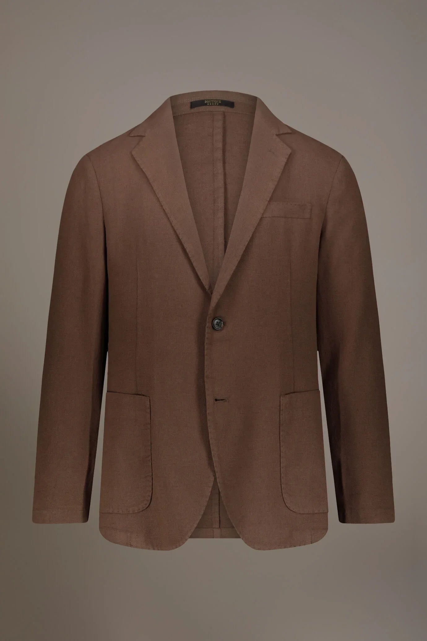 Single breasted cotton linen jacket with patch pocket