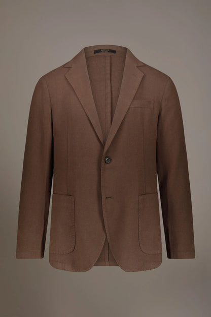 Single breasted cotton linen jacket with patch pocket