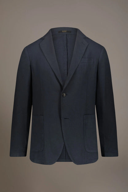 Single breasted cotton linen jacket with patch pocket