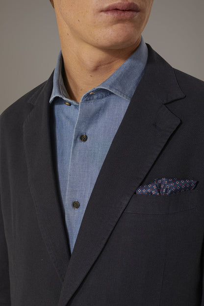 Single breasted cotton linen jacket with patch pocket