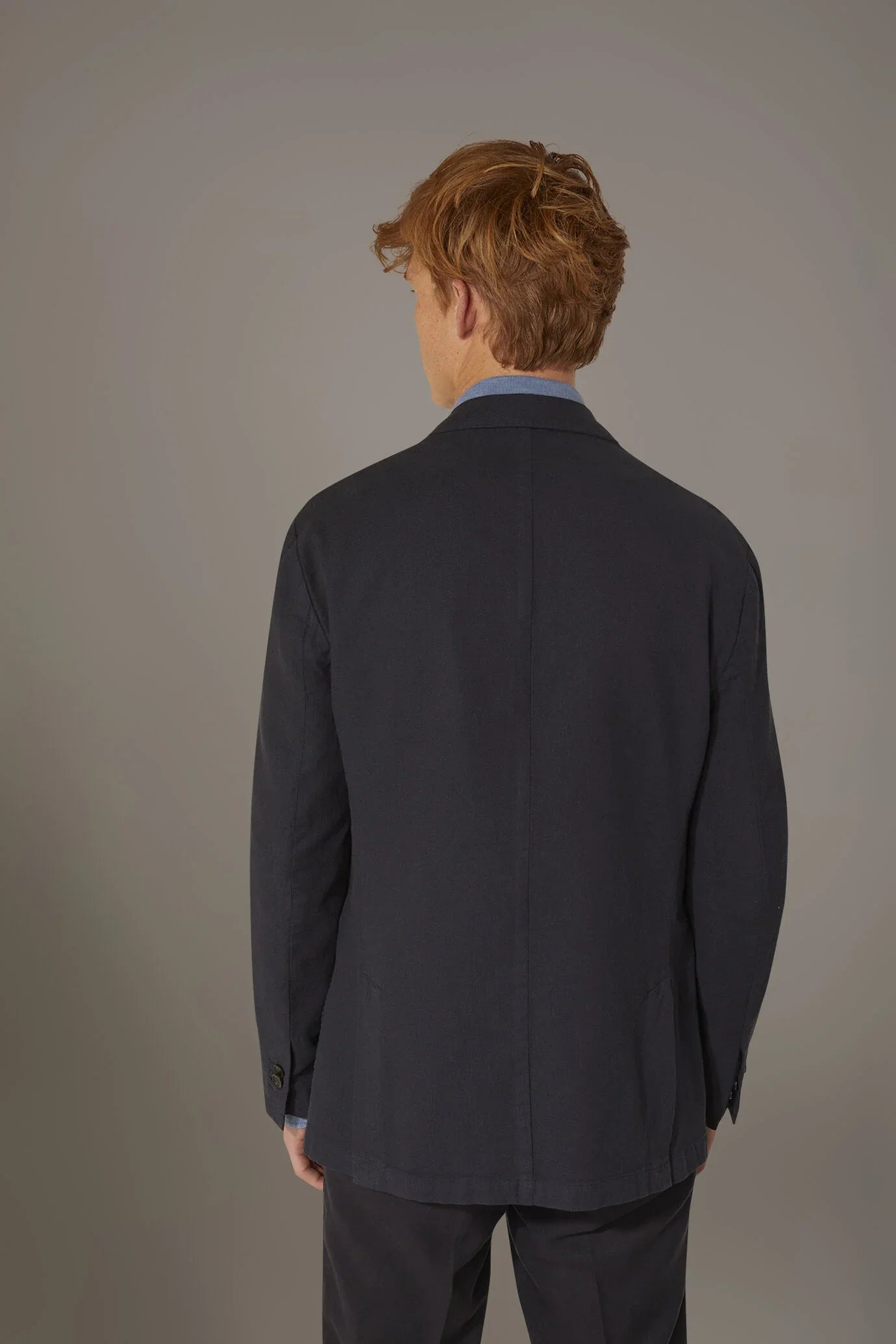 Single breasted cotton linen jacket with patch pocket