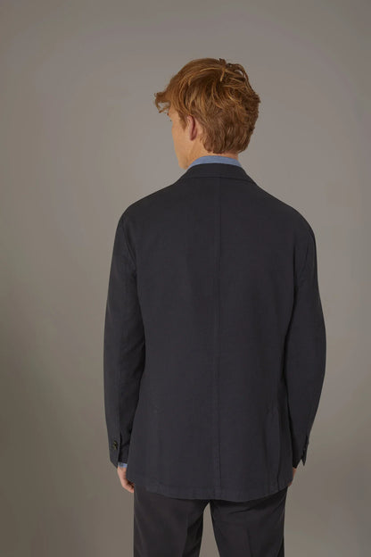 Single breasted cotton linen jacket with patch pocket