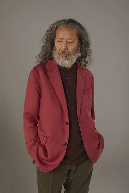 Single breasted linen blend jacket with flap pocket