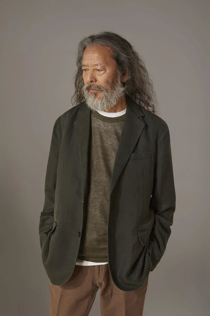 Single breasted linen blend jacket with flap pocket