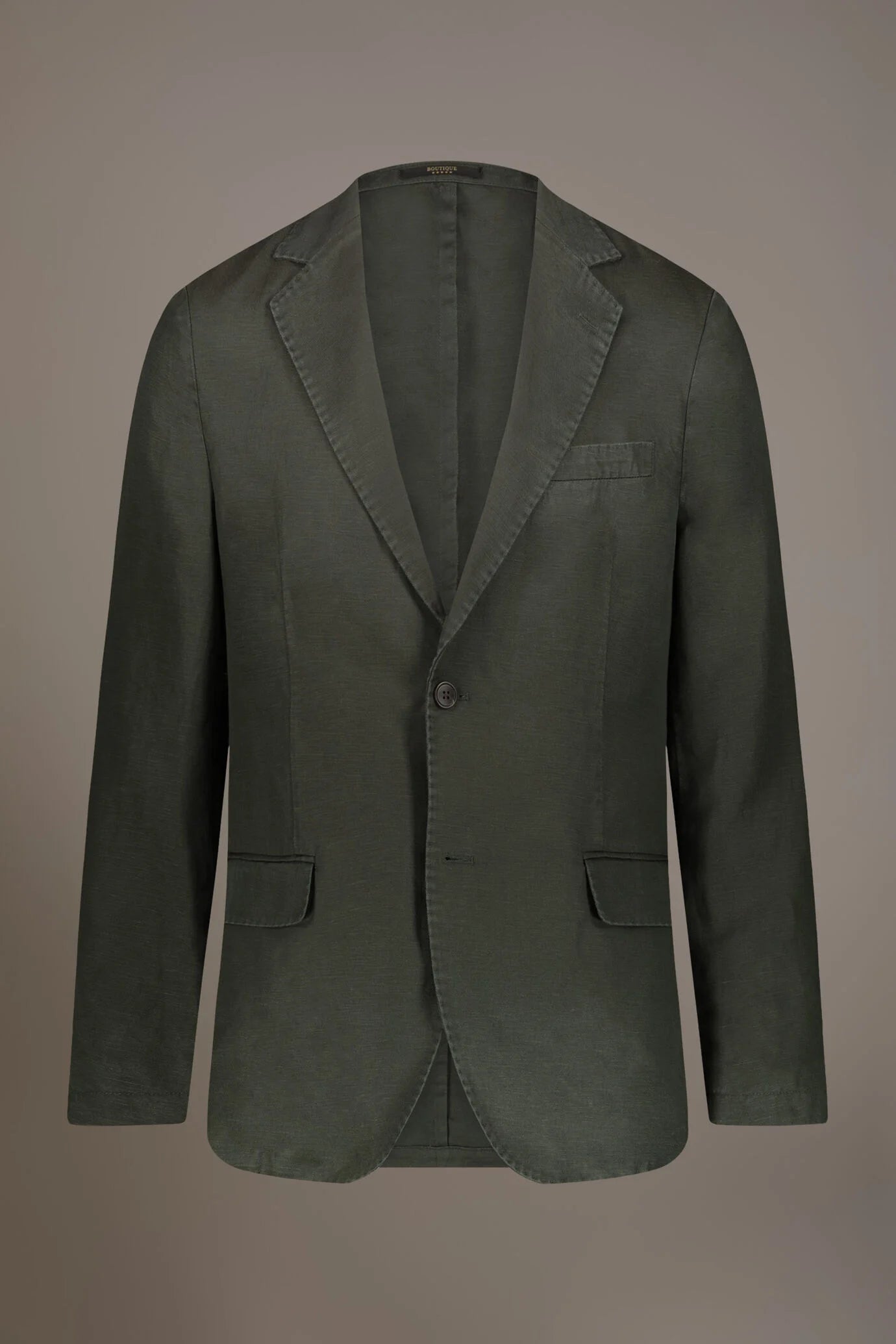 Single breasted linen blend jacket with flap pocket