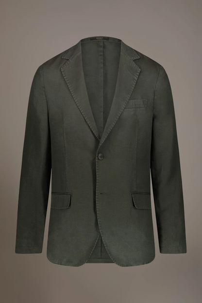 Single breasted linen blend jacket with flap pocket