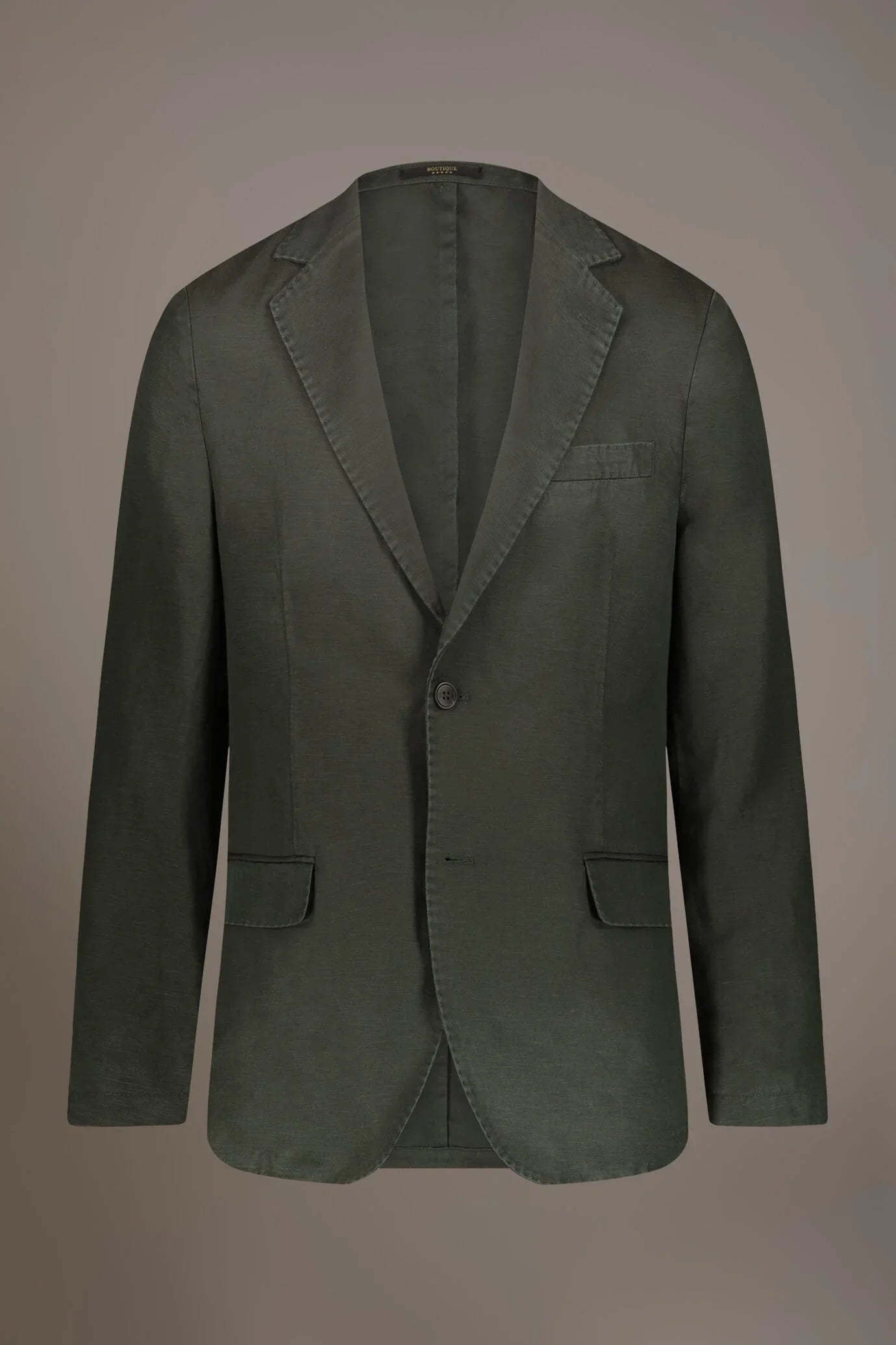 Single breasted linen blend jacket with flap pocket