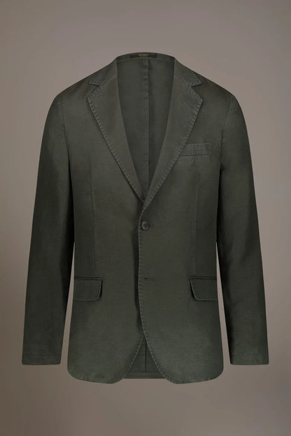 Single breasted linen blend jacket with flap pocket