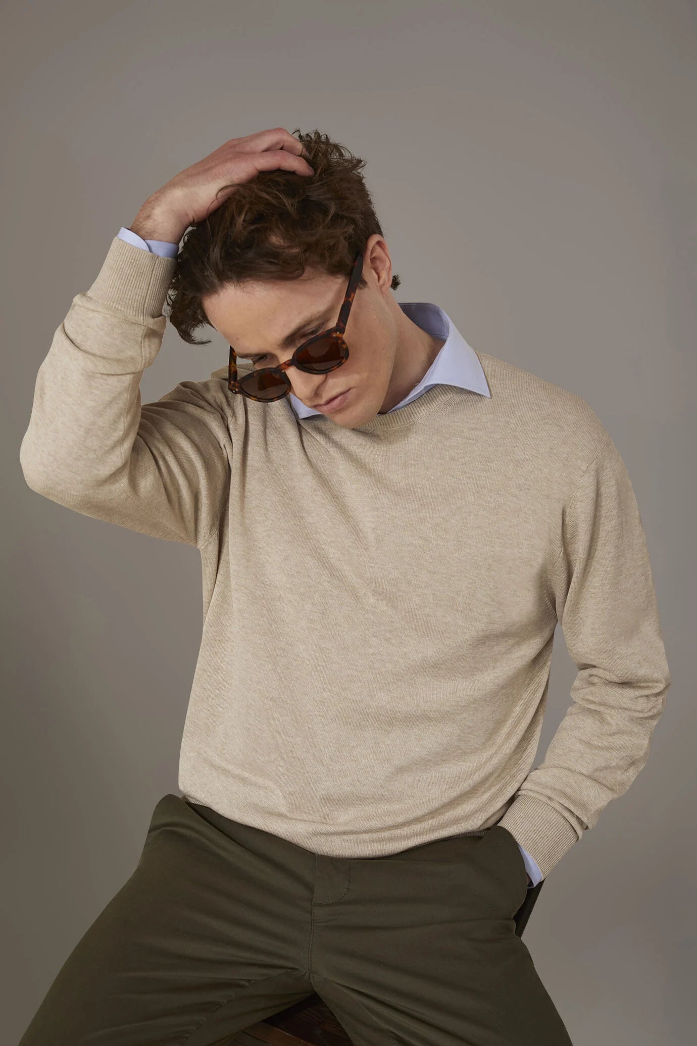 Round neck sweater 100% cotton