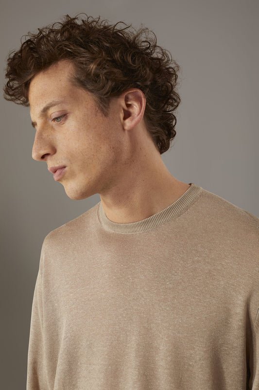 Round neck sweater 100% linen